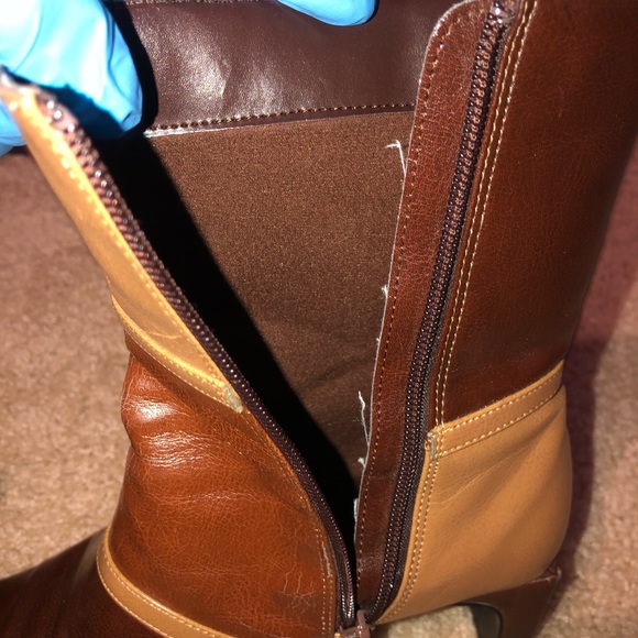 ‘70s Mod Color-Block Square-Toe Leather Boot Heels - Picture 10 of 15